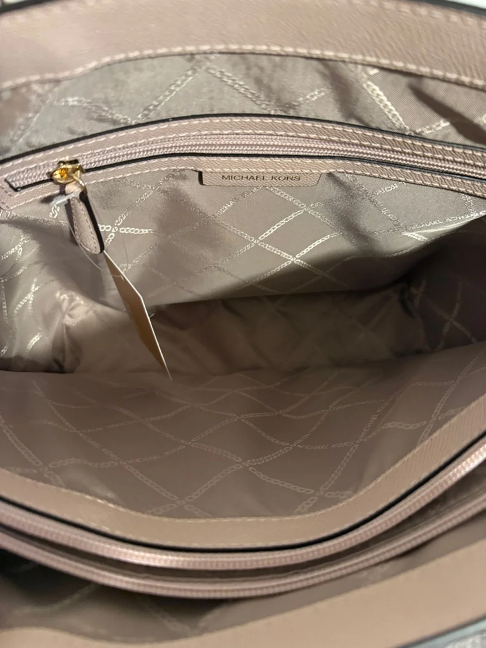 NWT! Michael Kors Pink Beige Saffiano Leather Tote - Picture 3 of 8